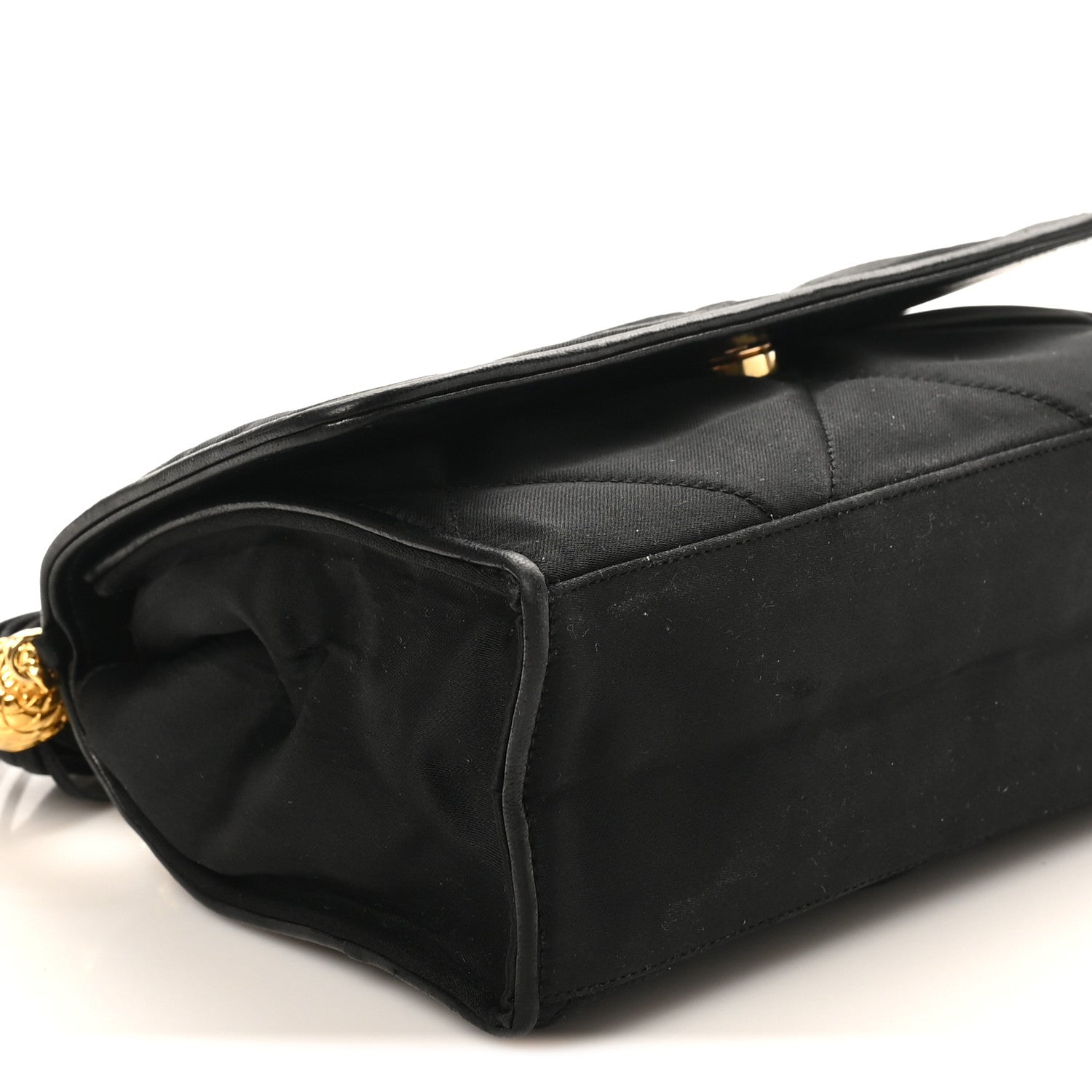 Chanel Satin Diamond Quilted Tassel CC Small Flap Bag Black 10 of 11