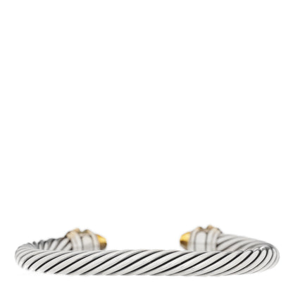 David Yurman Sterling Silver 14K Yellow Gold Citrine Pink Tourmaline 7mm Cable Bracelet 3 of 6