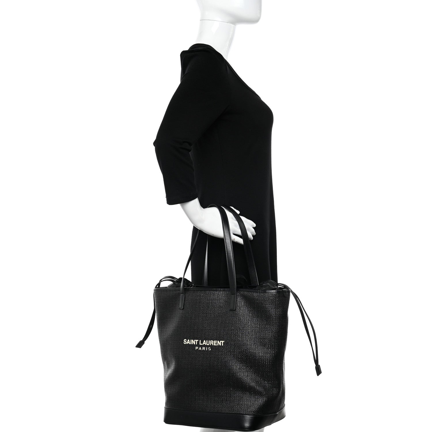 Saint Laurent Linen Canvas Teddy Shopping Bag Black 2 of 11