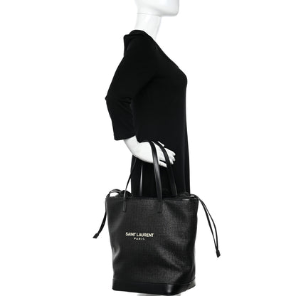 Saint Laurent Linen Canvas Teddy Shopping Bag Black 2 of 11