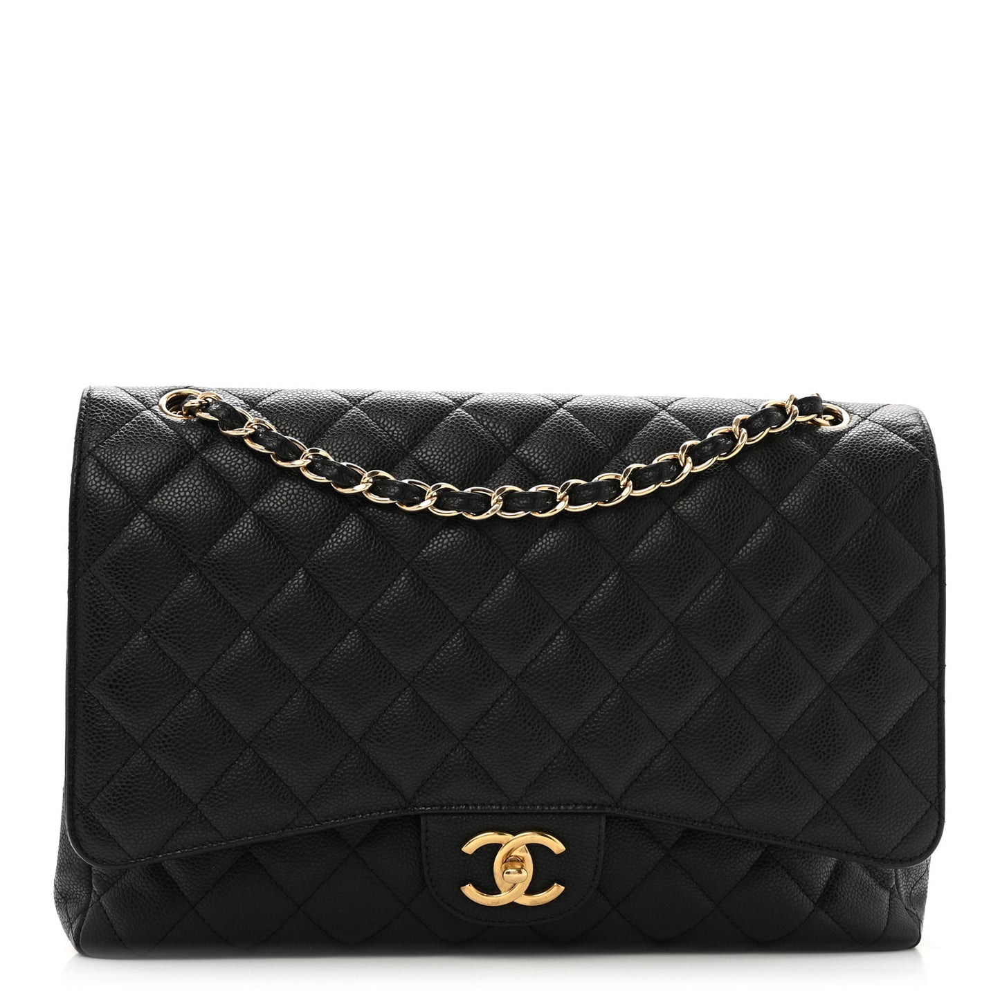 Caviar Quilted Maxi Double Flap Black