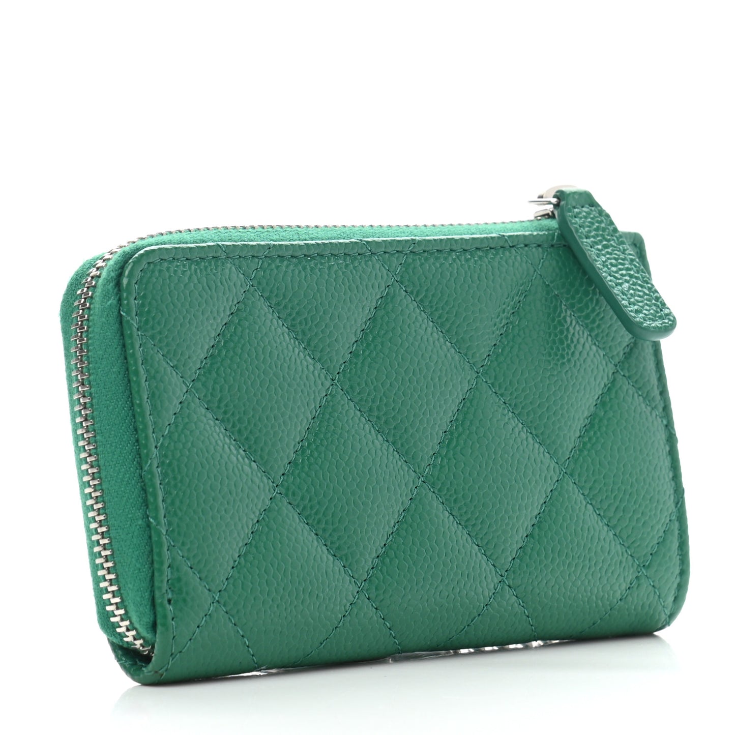 Caviar Quilted Zipped Key Holder Case Green
