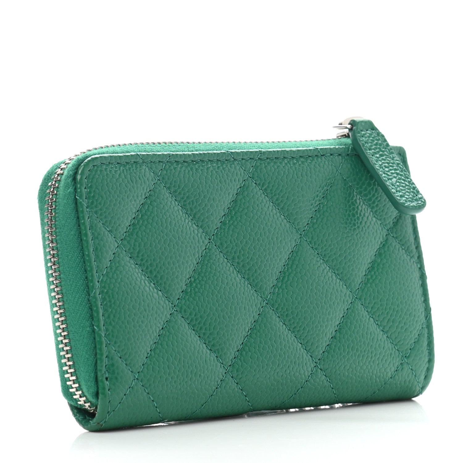 Chanel Caviar Quilted Zipped Key Holder Case Green 3 of 8