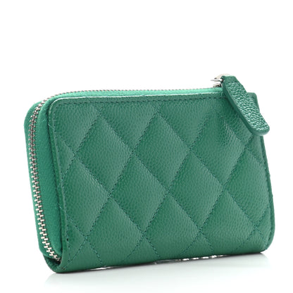 Chanel Caviar Quilted Zipped Key Holder Case Green 3 of 8