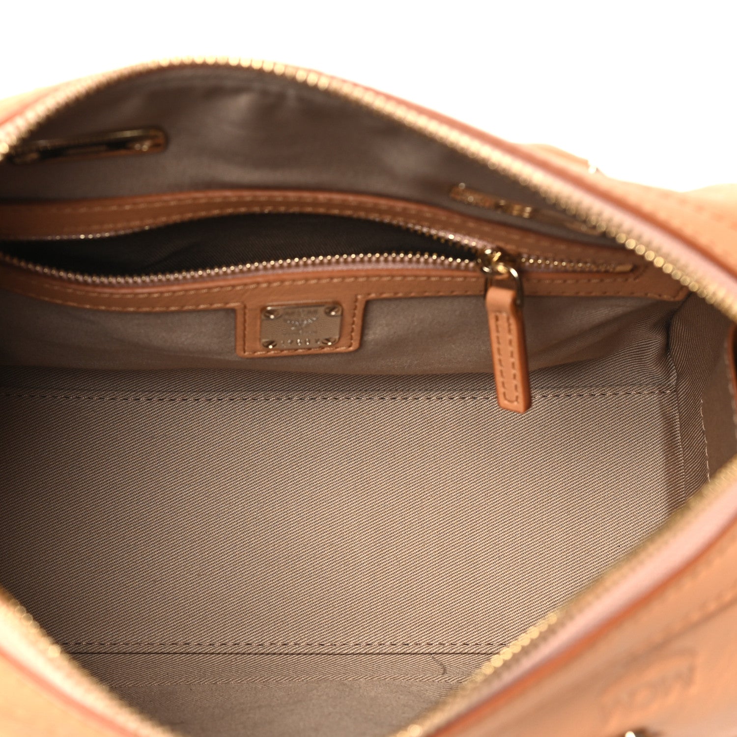 MCM Calfskin Ottomar Monogram Small Essential Boston Bag Sandstone 5 of 14