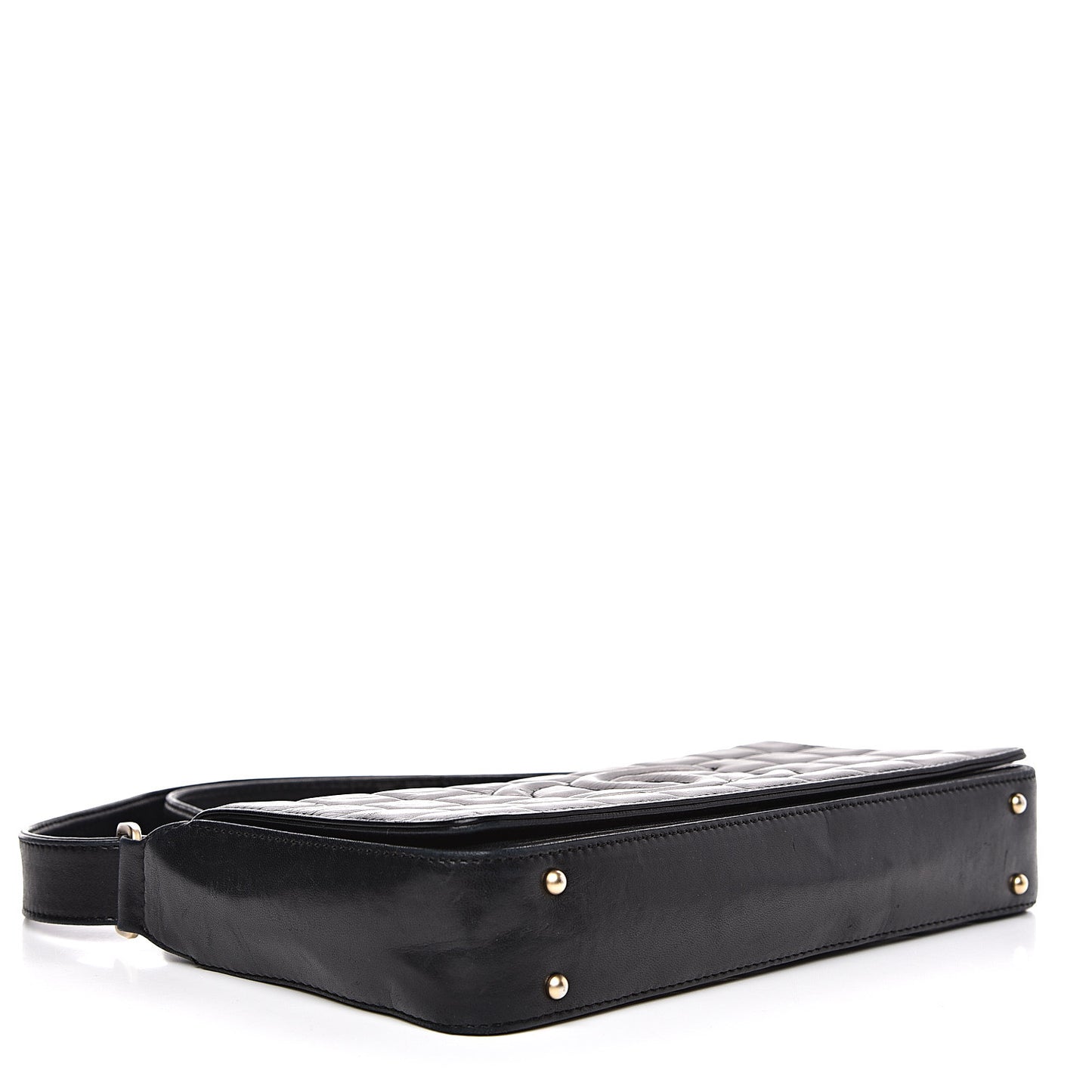 Lambskin Quilted CC Chocolate Bar Flap Black