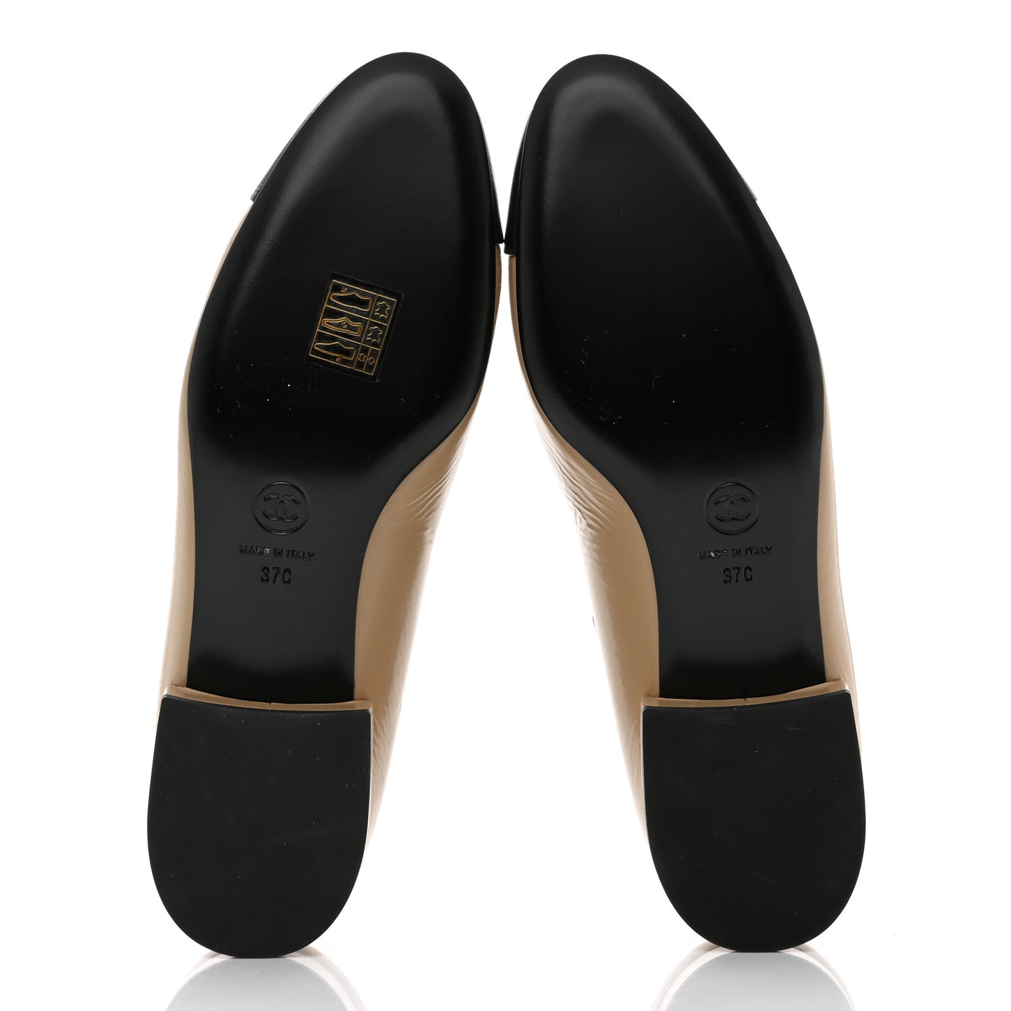 Shiny Calfskin Cap Toe Mary Jane Low Heel Strap Pumps 37 Beige Black