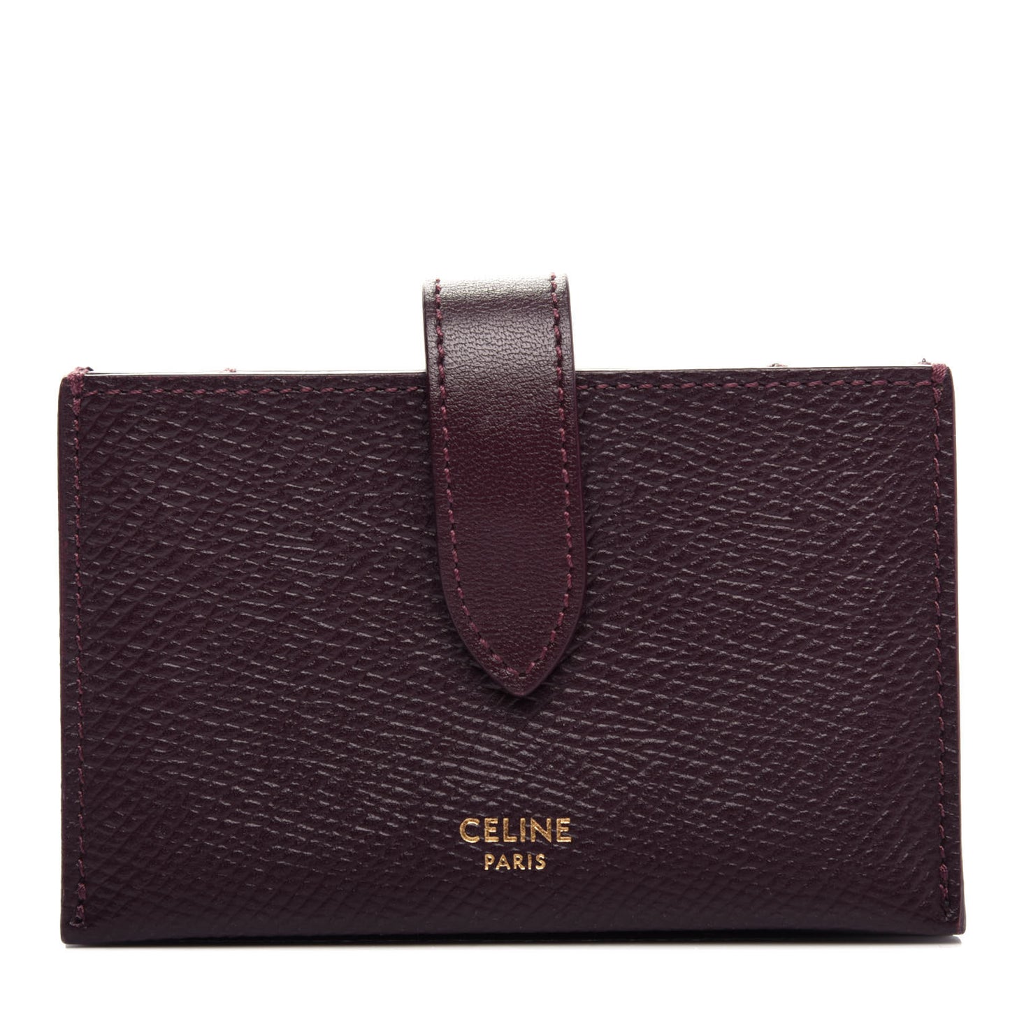 Grained Shiny Calfskin Accordion Card Holder Burgundy