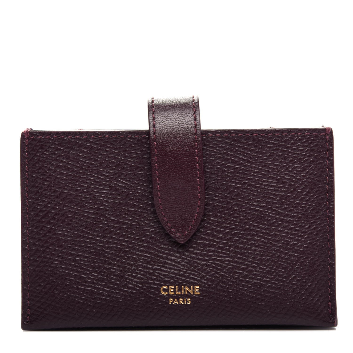 Celine Grained Shiny Calfskin Accordion Card Holder Burgundy 1 of 7
