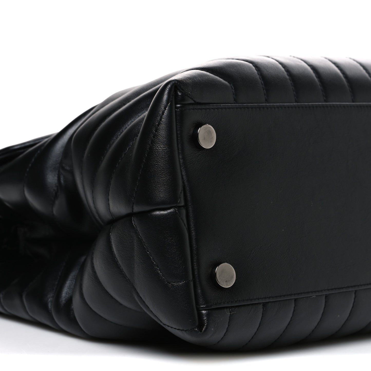 Calfskin Y Quilted Monogram Monochrome Large Loulou Chain Satchel Black
