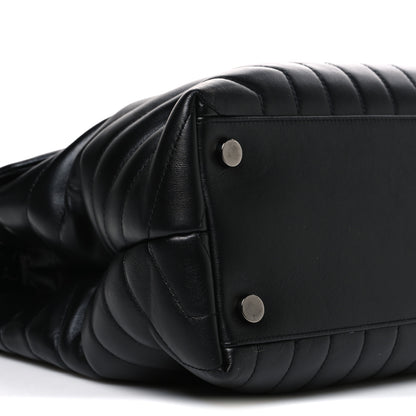 Saint Laurent Calfskin Y Quilted Monogram Monochrome Large Loulou Chain Satchel Black 8 of 9