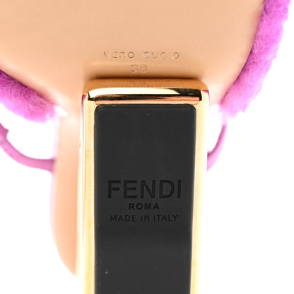 Fendi Shearling Vitello Fendi First 95mm Slide Sandals 38 Bouganville Colorado 7 of 8