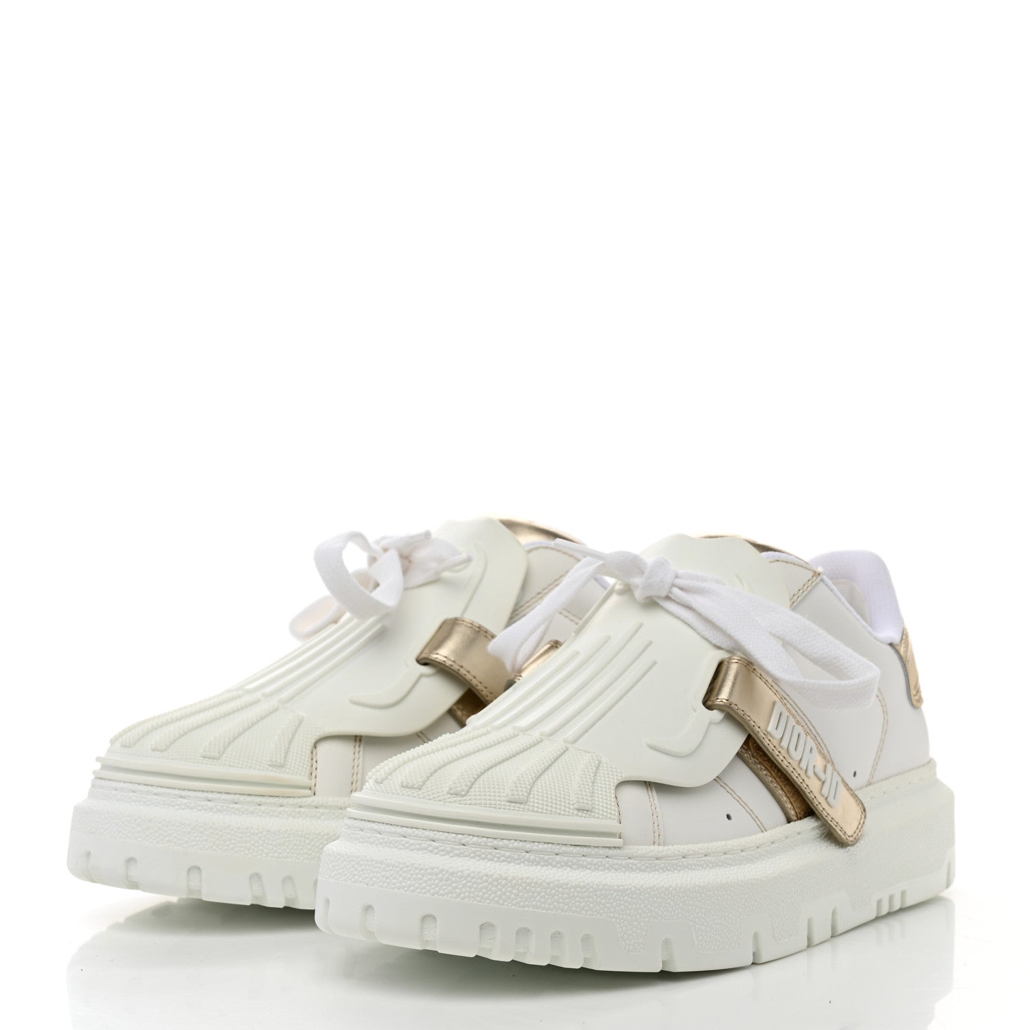 Christian Dior Laminated Calfskin Dior-ID Platform Sneakers 37.5 Off White Gold 3 of 9