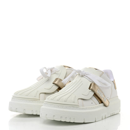 Christian Dior Laminated Calfskin Dior-ID Platform Sneakers 37.5 Off White Gold 3 of 9