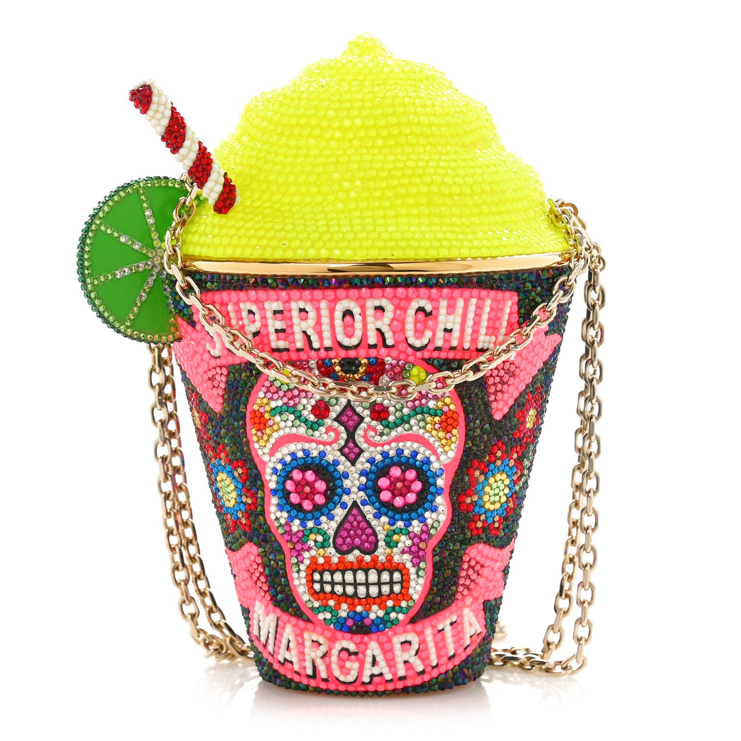 Crystal Frozen Margarita Minaudiere Clutch Multicolor