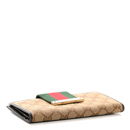 Gucci Monogram Calfskin Ladies Web Continental Wallet Beige Ebony Cocoa 5 of 8