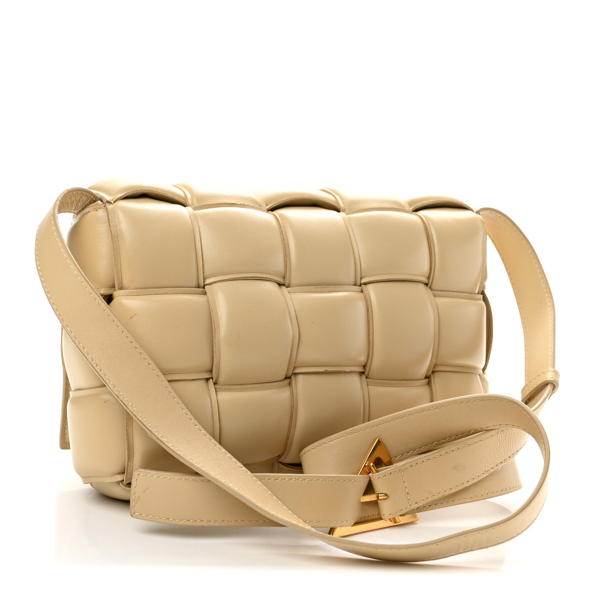 Nappa Maxi Intreccio Padded Cassette Crossbody Bag Porridge