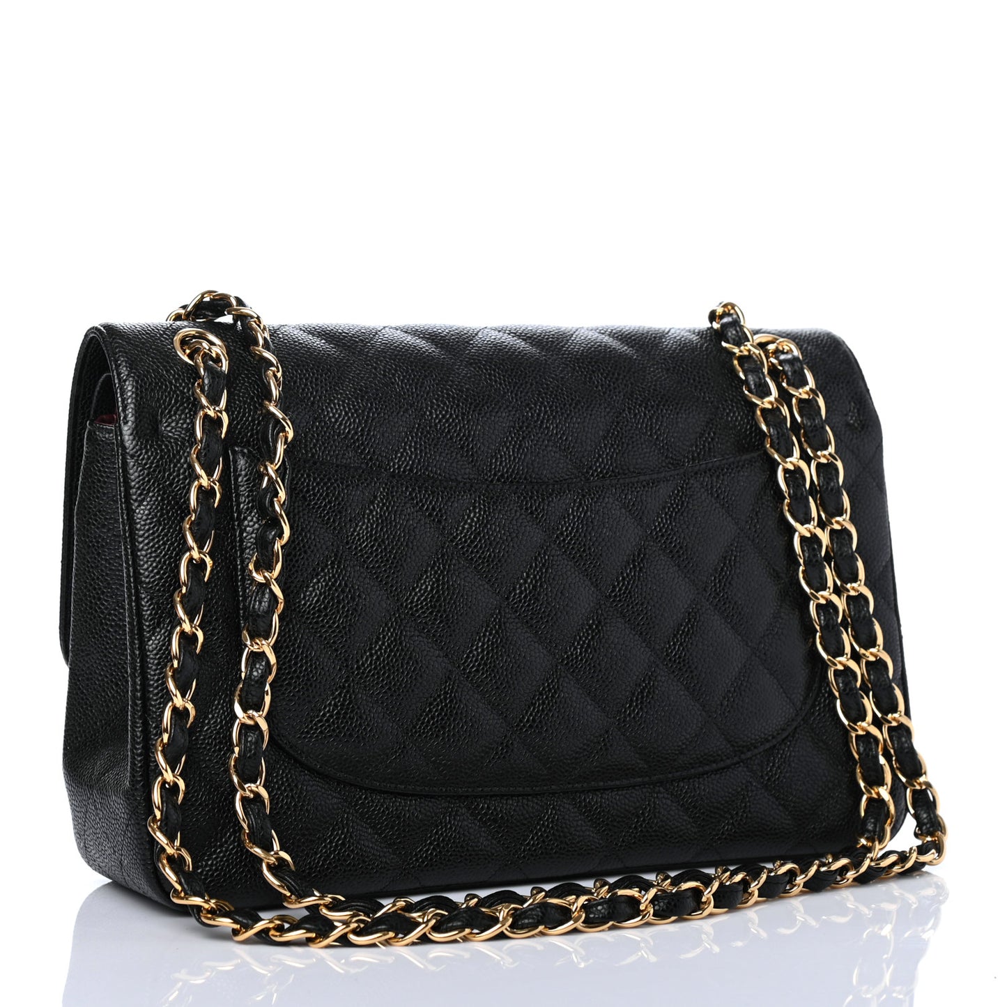 Caviar Quilted Jumbo Double Flap Black