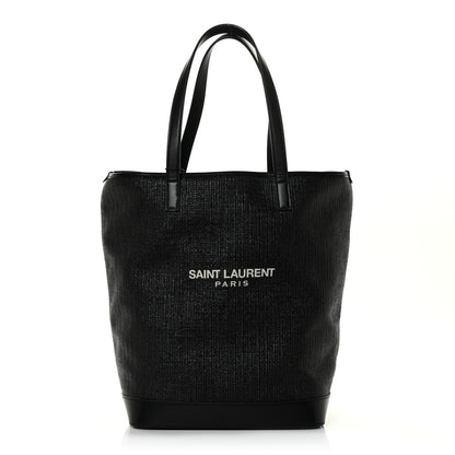 Saint Laurent Linen Canvas Teddy Shopping Bag Black 4 of 16