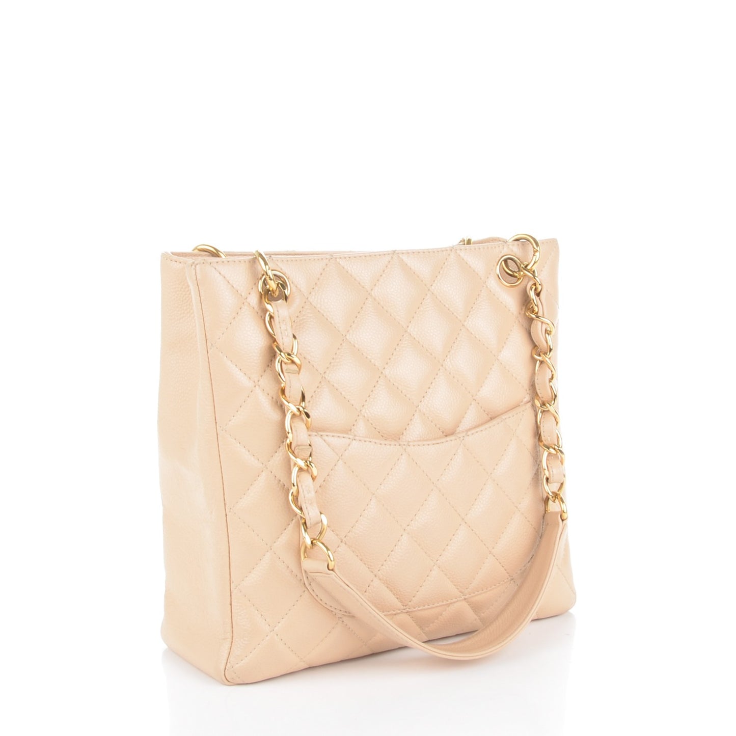 Caviar Quilted Petit Shopping Tote PST Beige Clair