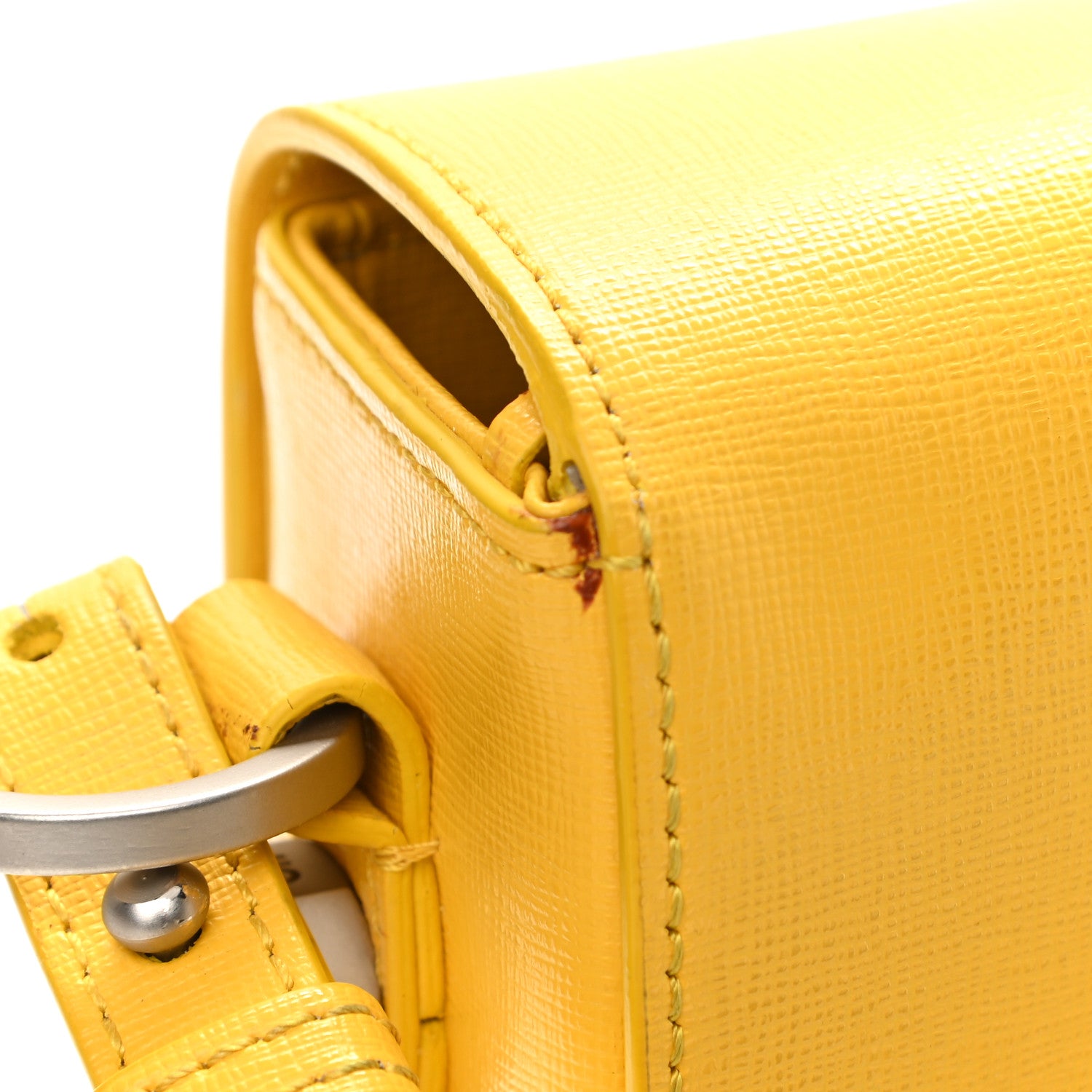 Off-White Saffiano Binder Flap Bag Yellow 11 of 12