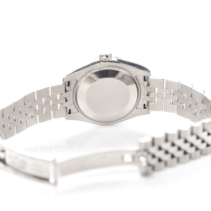 Rolex Stainless Steel 18K White Gold Diamond Black Mother of Pearl 31mm Oyster Perpetual Datejust Watch 178274 7 of 8