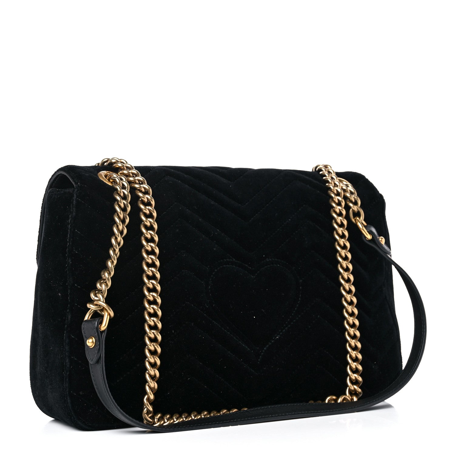 Gucci Velvet Matelasse Medium GG Marmont Shoulder Bag Black 5 of 23