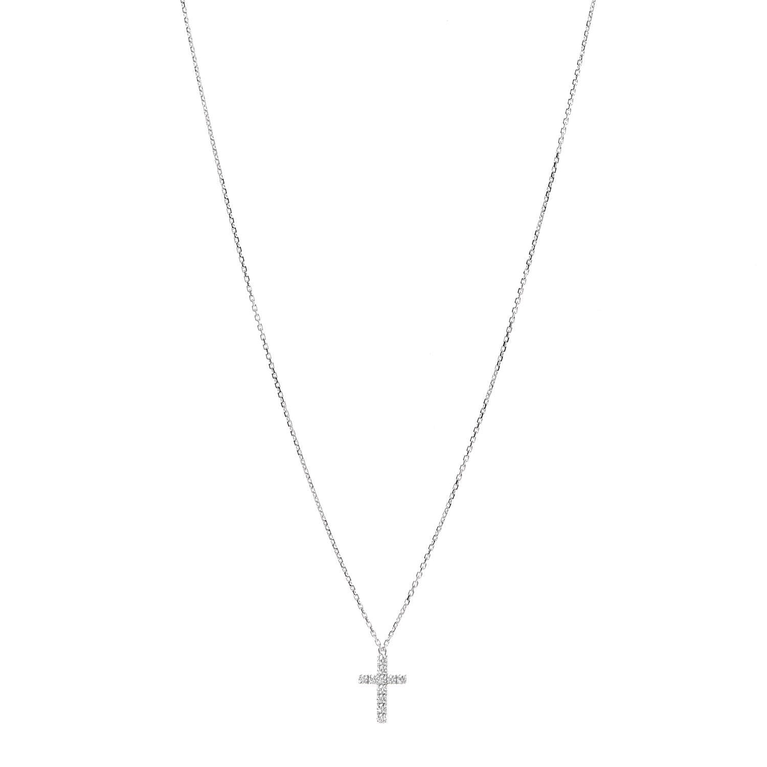 Cartier 18K White Gold Diamond Symbols Cross Pendant Necklace 1 of 5