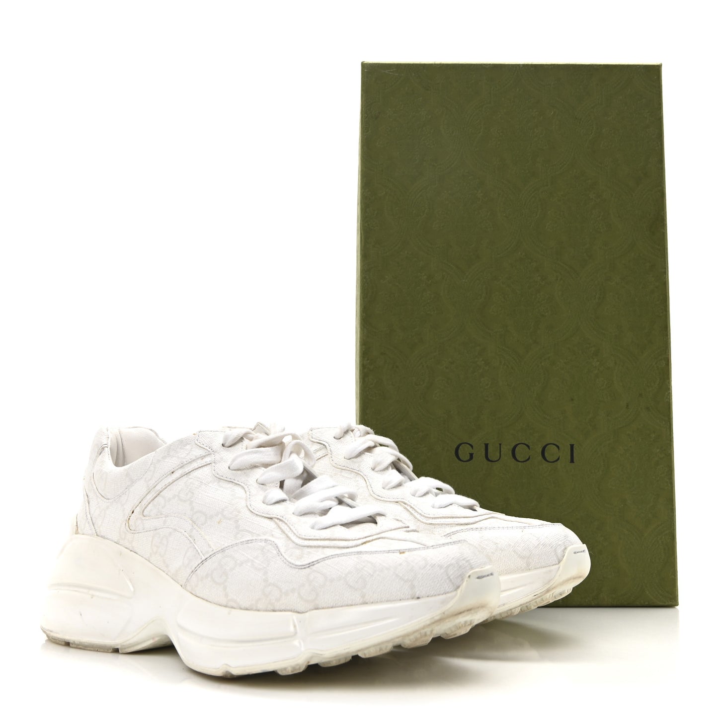GG Supreme Monogram Womens Rhyton Sneakers 39.5 White