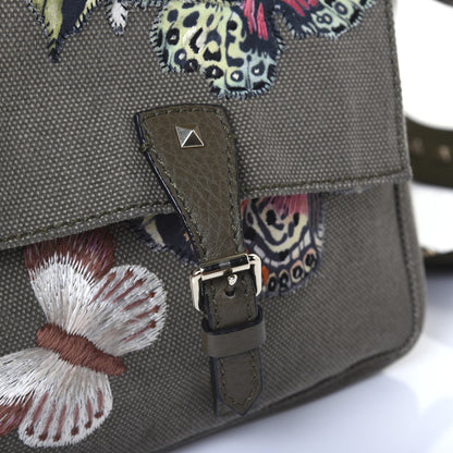 Valentino Garavani Canvas Butterfly Embroidered Rockstud Messenger Bag Military Green 18 of 25