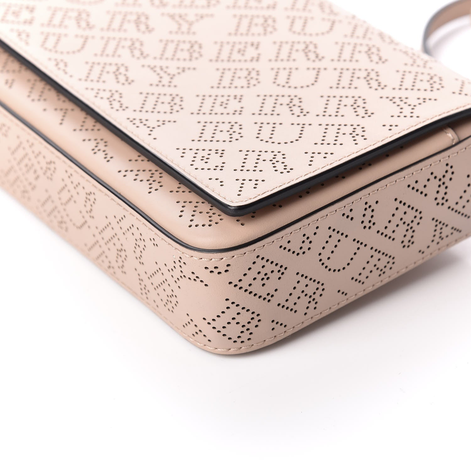 Burberry Calfskin Perforated Hampshire Crossbody Pale Fawn Pink 8 of 9