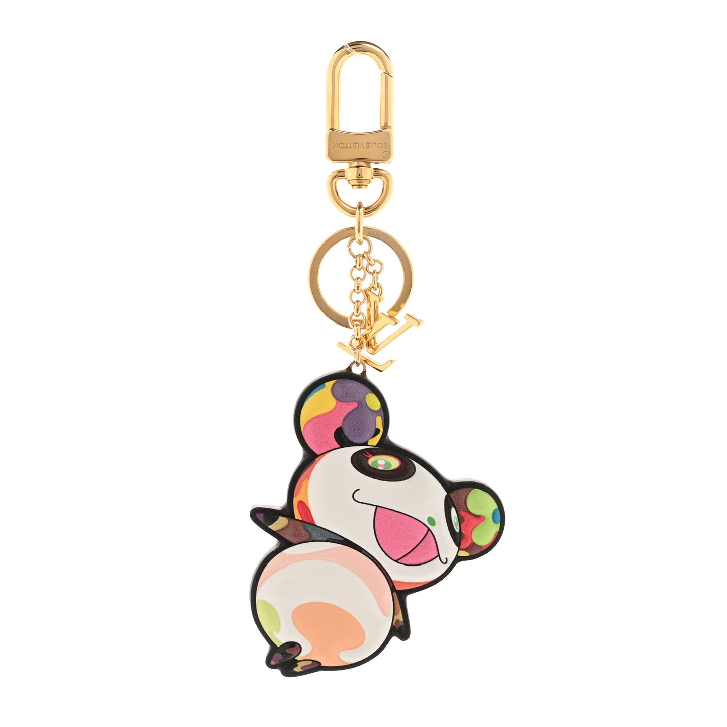 LV x TM Cowhide Monogram Superflat Panda Key Ring Bag Charm Multicolor