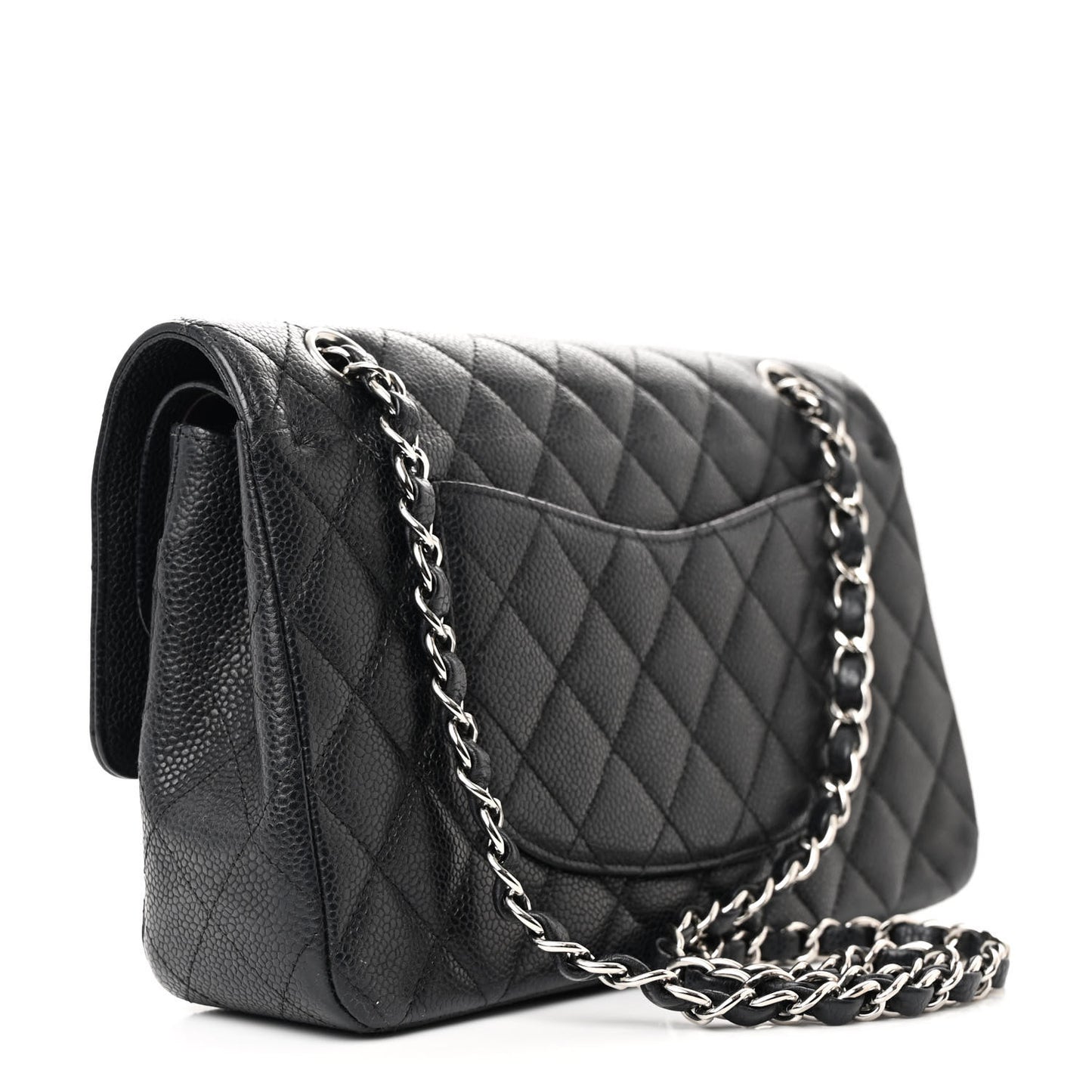 Caviar Quilted Medium Double Flap Black