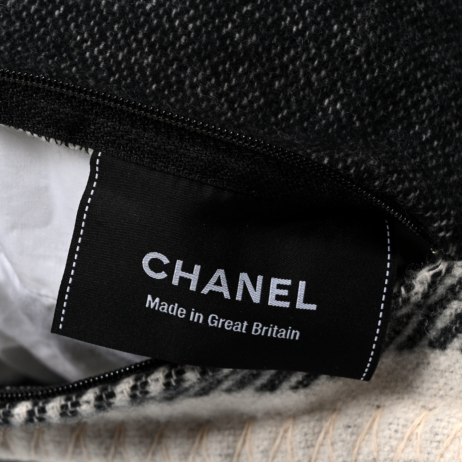 Chanel Merino Wool Cashmere CC Pillow Beige Black 3 of 3