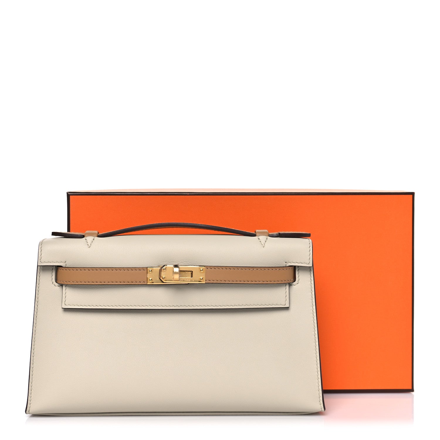 Hermes Swift Horseshoe Kelly Pochette Clutch Nata Biscuit 1801319