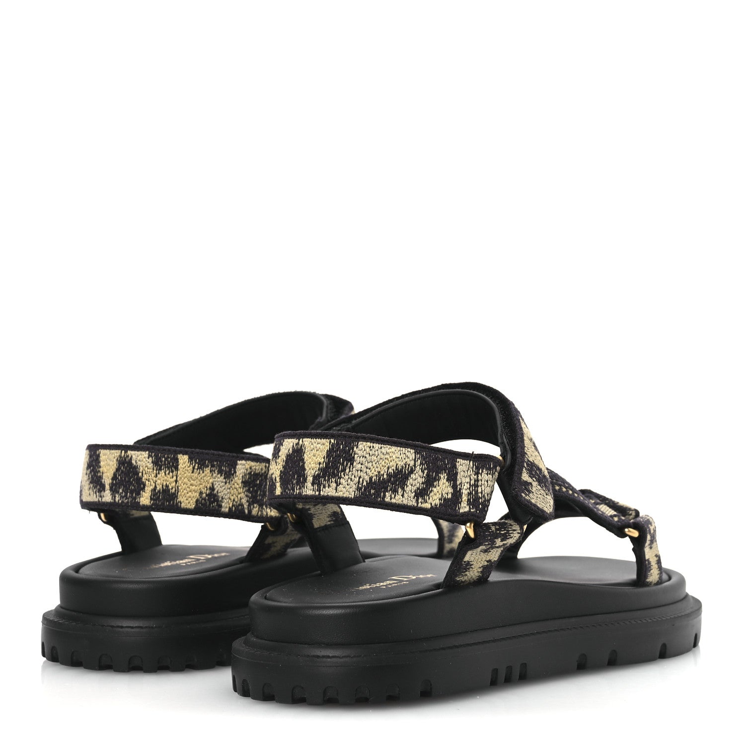 Christian Dior Canvas Embroidered Mizza Print 10mm D-Wave Sandals 37 Beige Multicolor 5 of 11