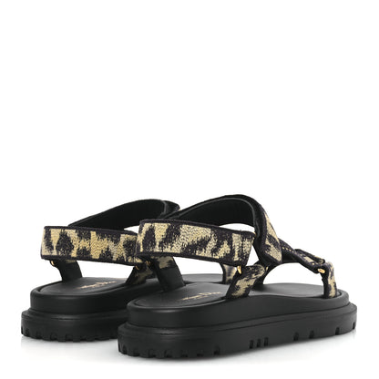 Christian Dior Canvas Embroidered Mizza Print 10mm D-Wave Sandals 37 Beige Multicolor 5 of 11