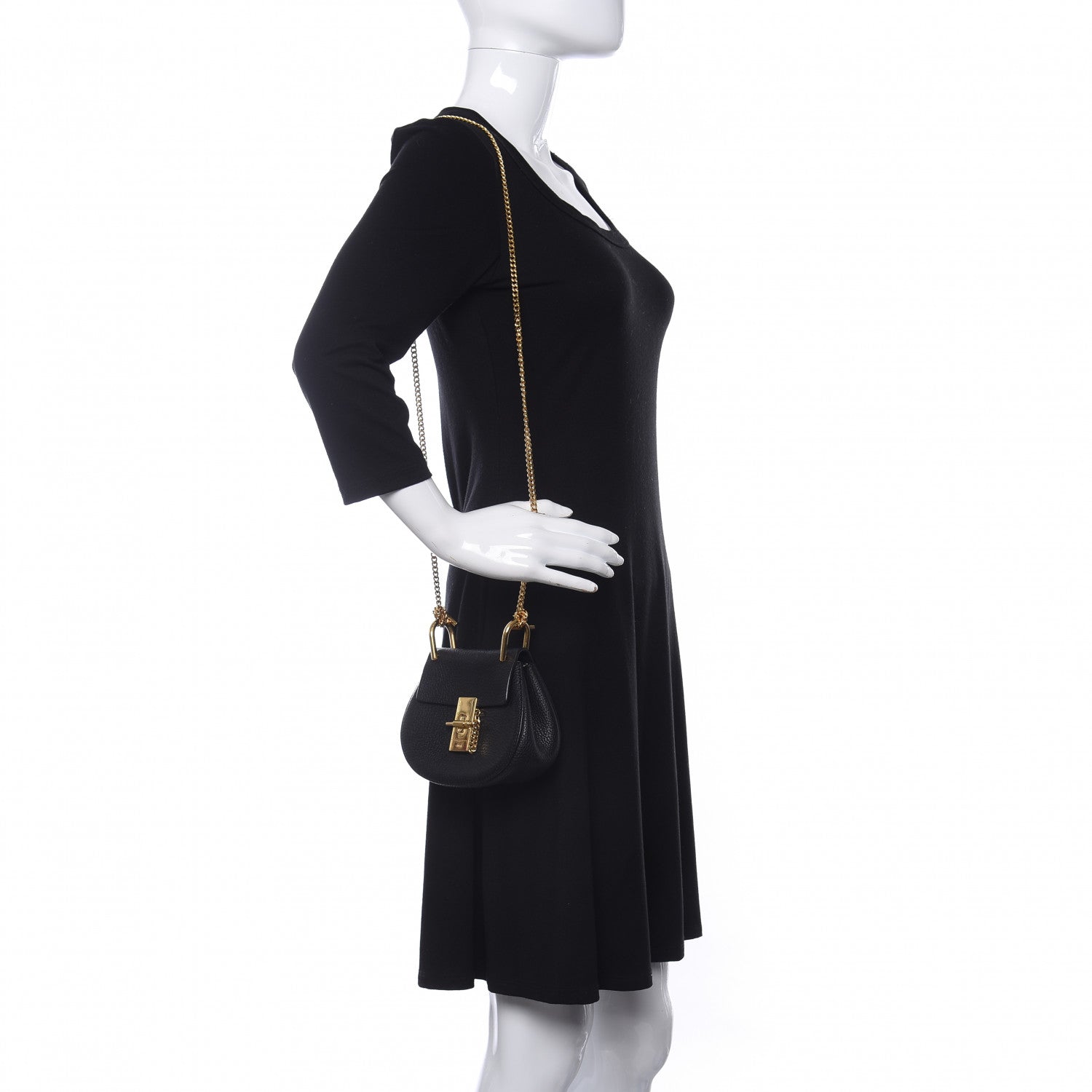 Chloe Grained Lambskin Nano Drew Shoulder Bag Black 2 of 9