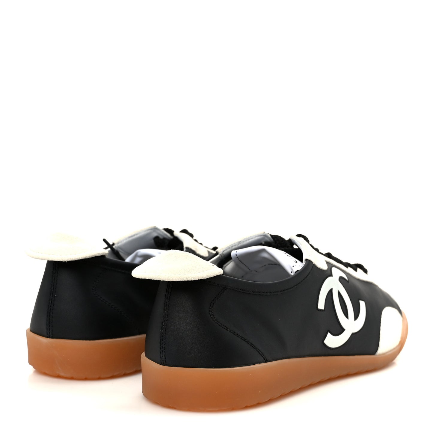 Calfskin Embossed Suede Sneakers 40 Black White