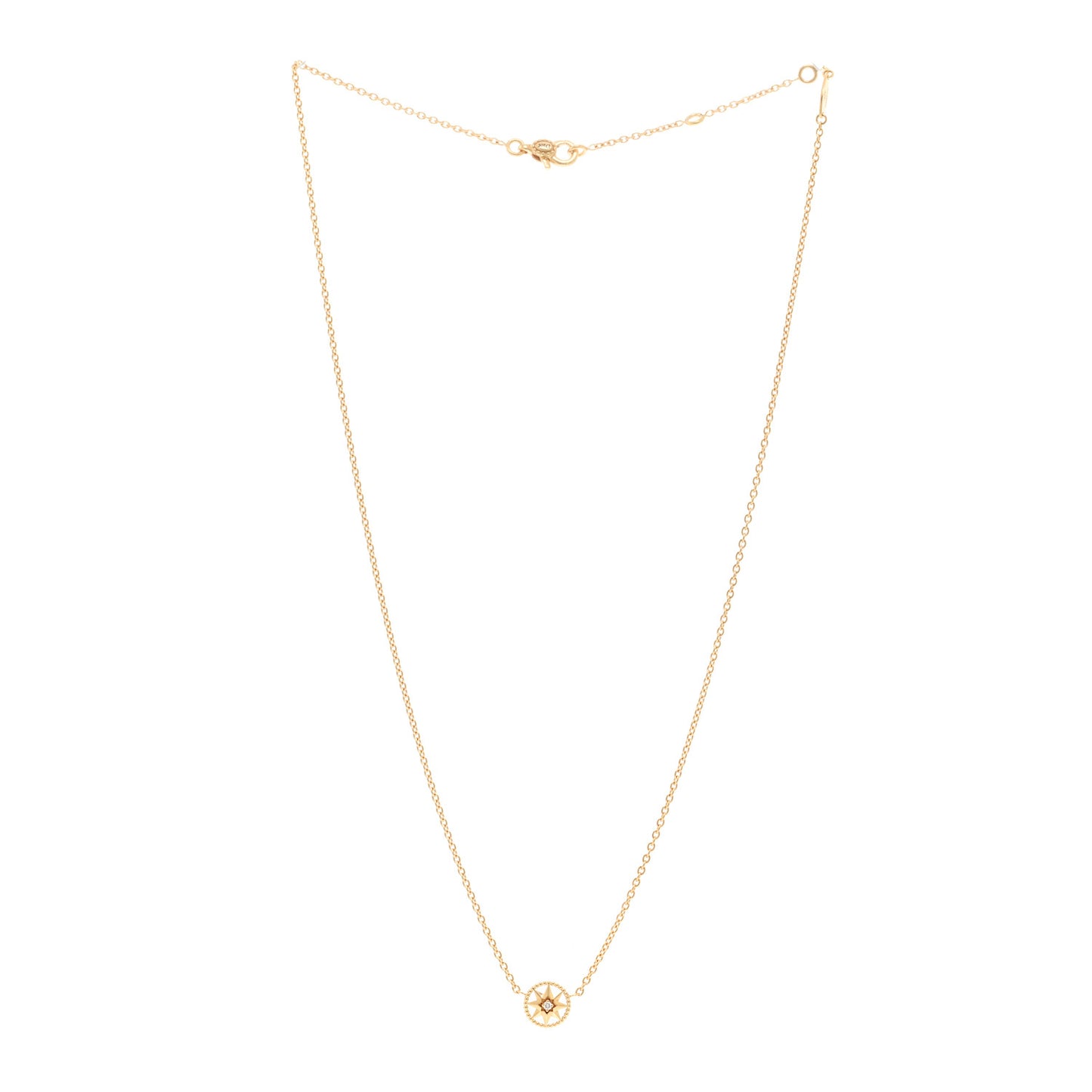 18K Yellow Gold Diamond Mini Rose Des Vents Necklace