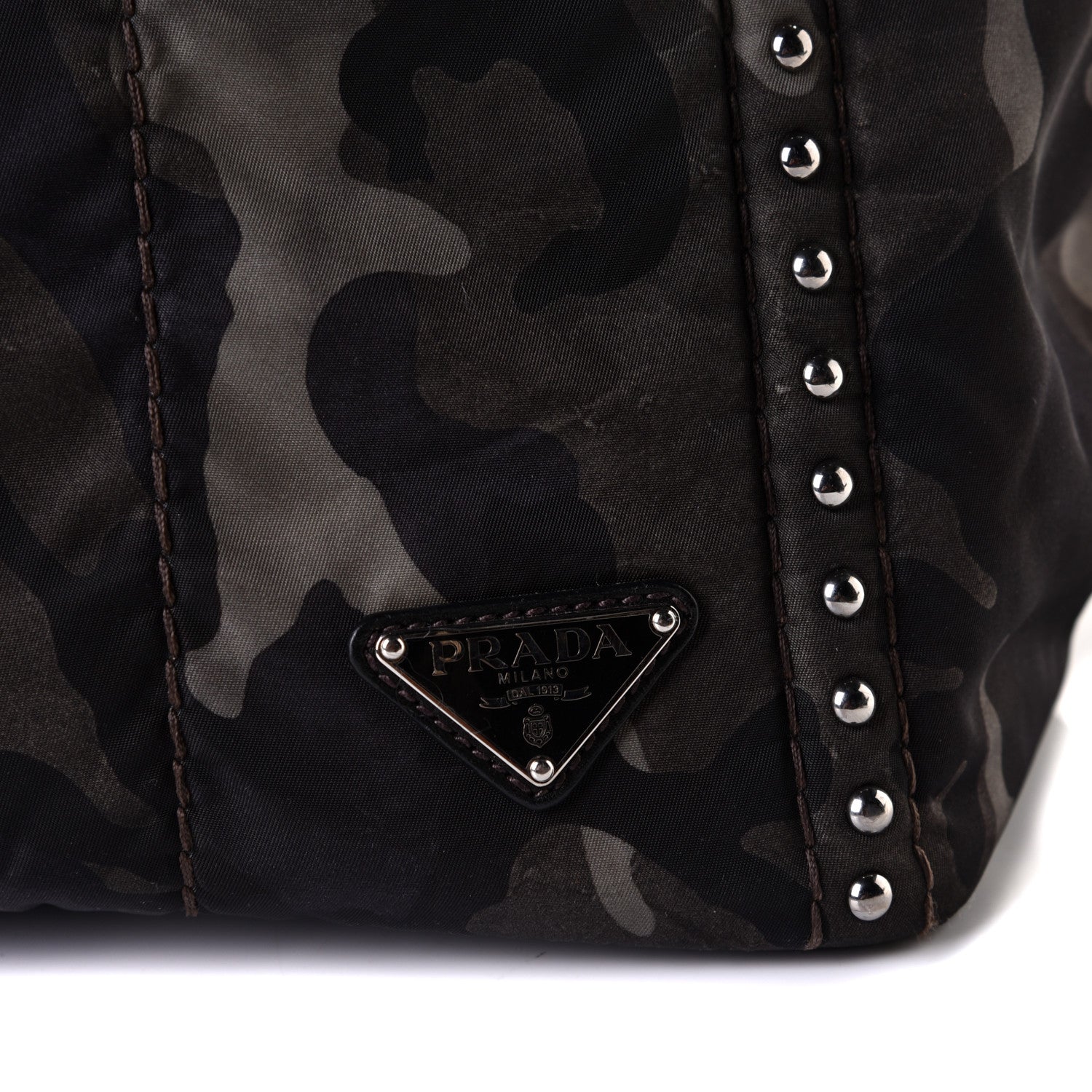 Prada Tessuto Nylon Studded Camouflage Tote Fumo 6 of 6