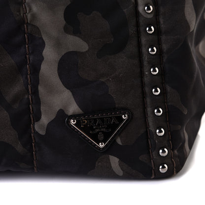 Prada Tessuto Nylon Studded Camouflage Tote Fumo 6 of 6