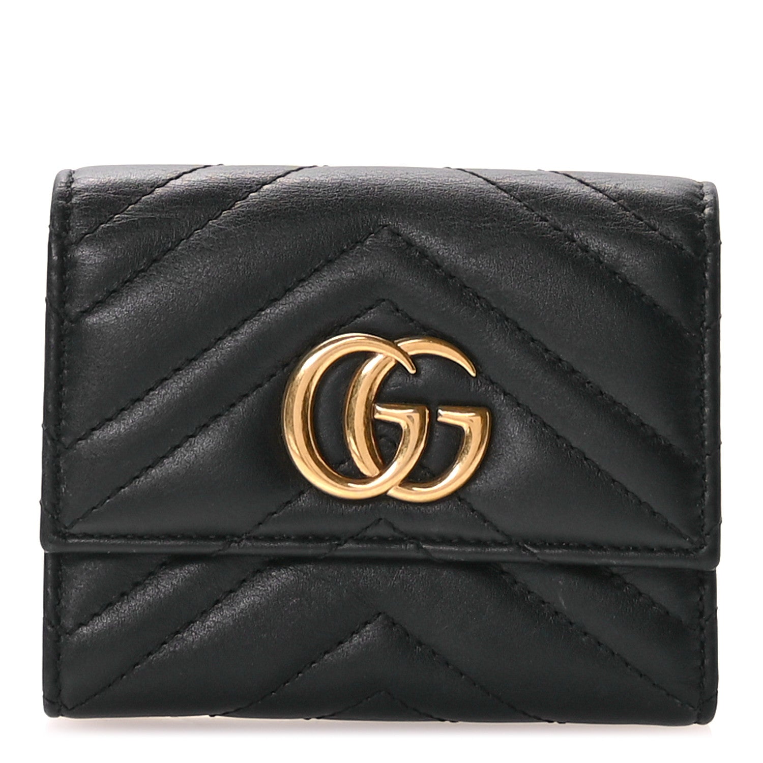 Gucci Calfskin Matelasse GG Marmont Wallet Black 1 of 7
