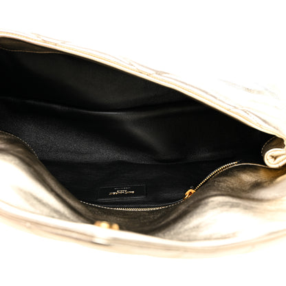 Saint Laurent Metallic Lambskin Quilted Sade Puffer Envelope Clutch Platino 5 of 7