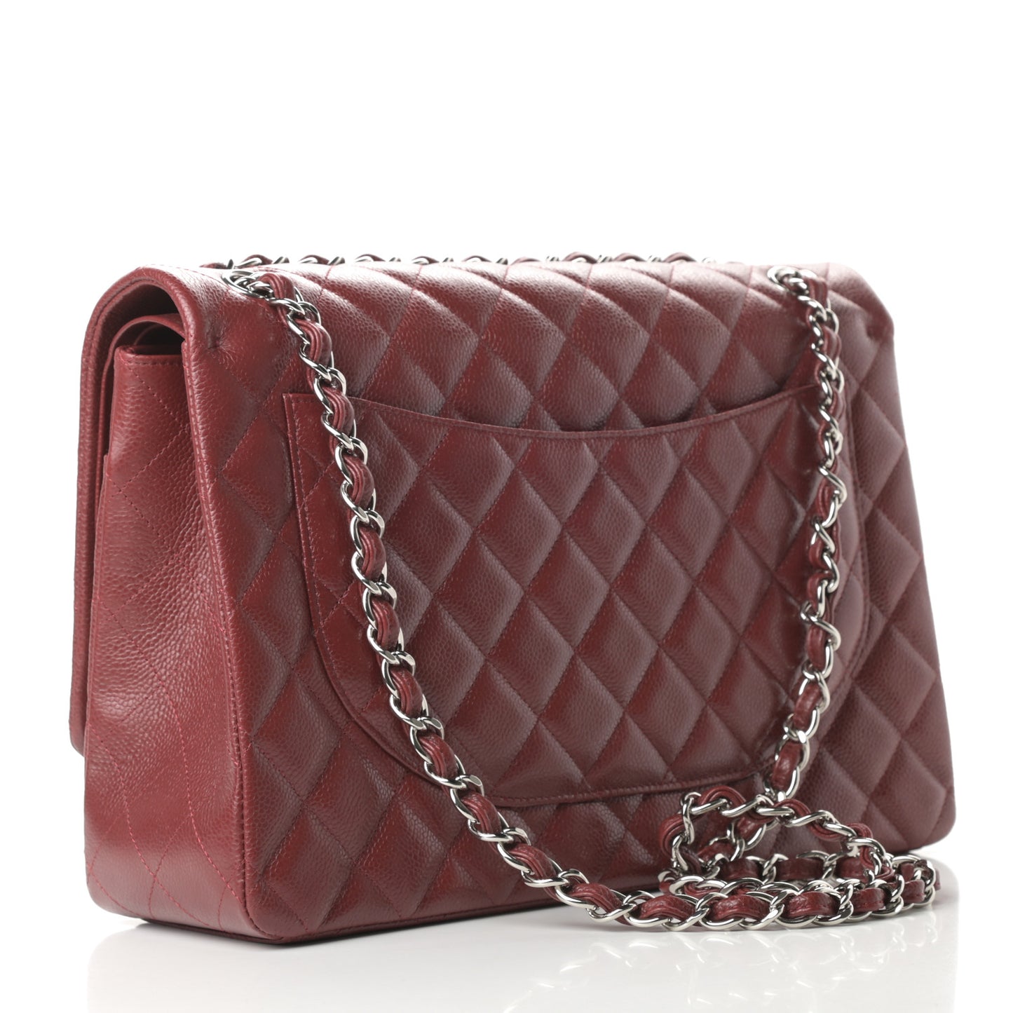 Caviar Quilted Maxi Double Flap Dark Red