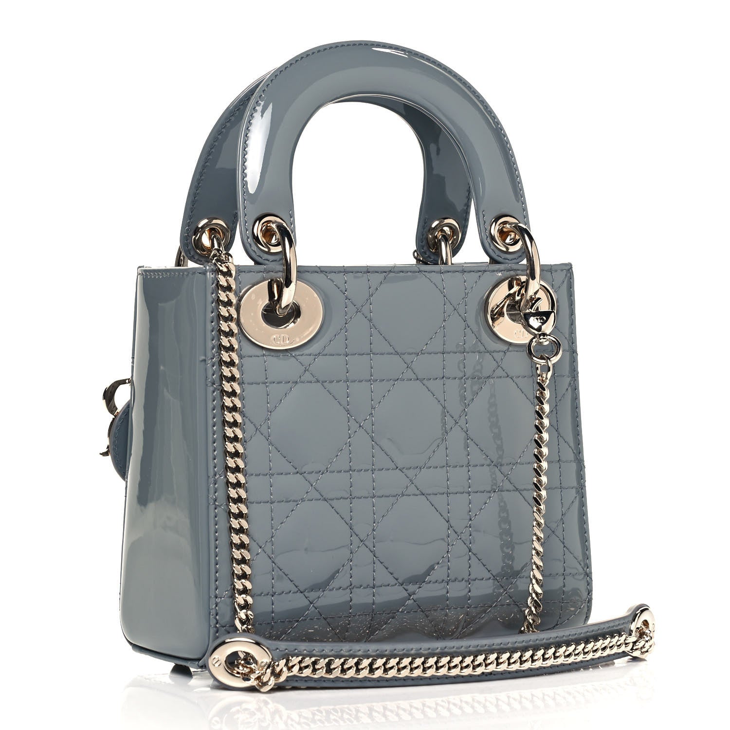 Christian Dior Patent Cannage Mini Lady Dior Grey Stone 3 of 9