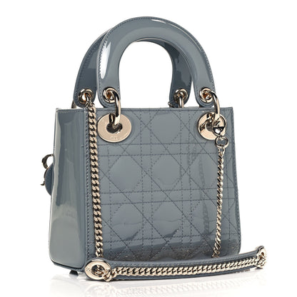 Christian Dior Patent Cannage Mini Lady Dior Grey Stone 3 of 9