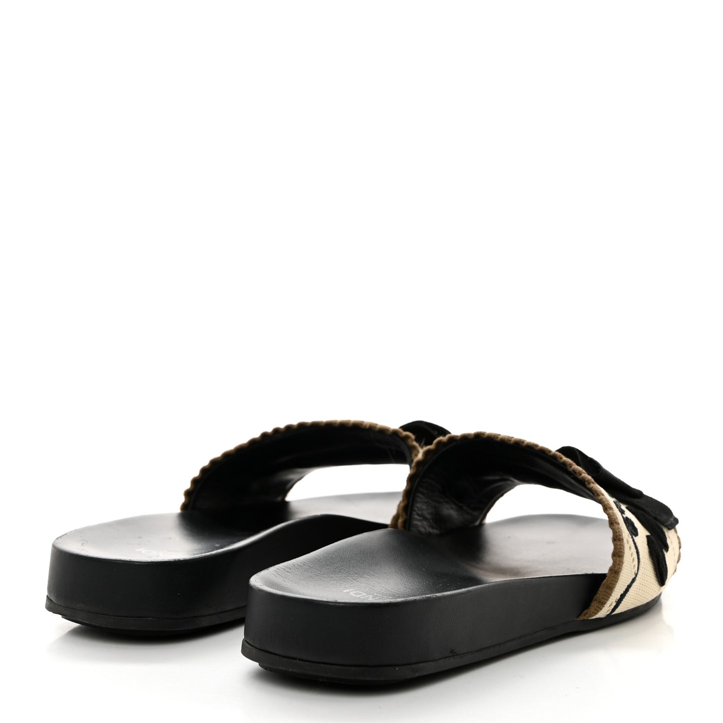 Knit Bow Flat Slide Sandals 37 Black Grezzo