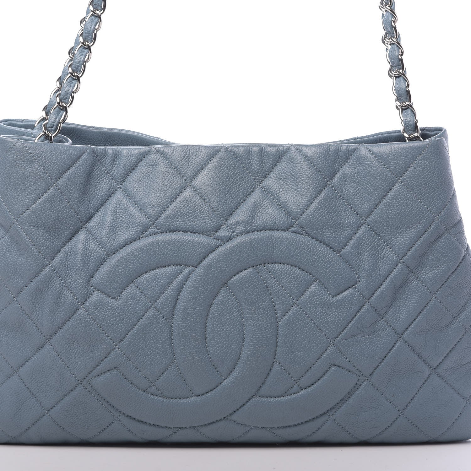 Chanel Caviar Quilted Expandable Zip Shoulder Bag Blue 10 of 12