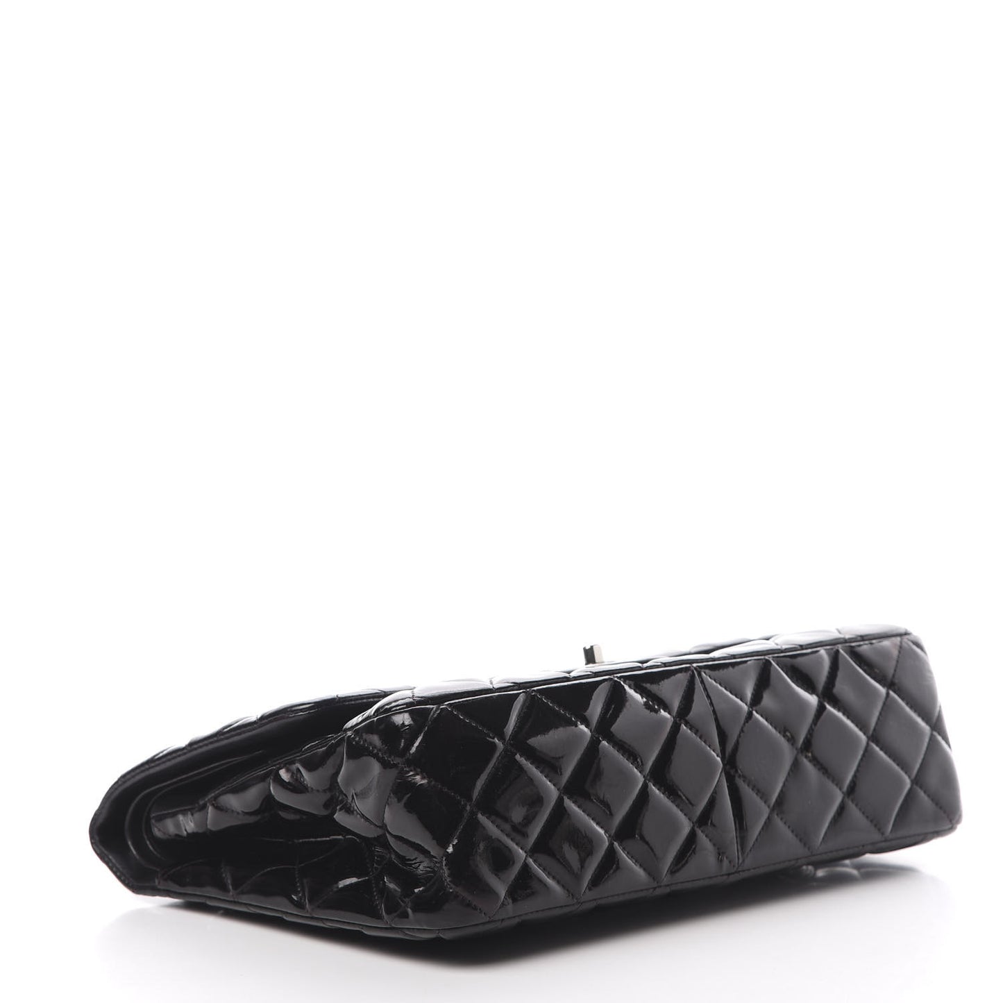 Patent Quilted Jumbo Double Flap Black